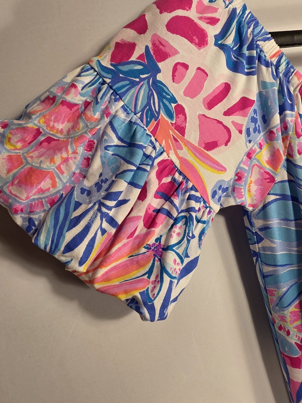 NWT Lilly Pulitzer Samia Off Shoulder Romper M, Resort White Rainforest Retreat - Picture 5 of 12